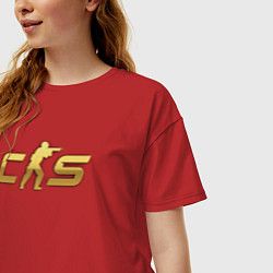 Футболка оверсайз женская CS 2 gold logo, цвет: красный — фото 2
