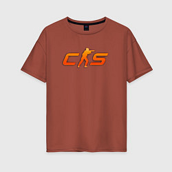 Футболка оверсайз женская CS 2 orange logo, цвет: кирпичный