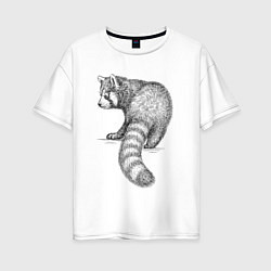 Футболка оверсайз женская Красная панда сзади, цвет: белый