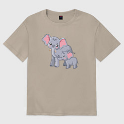 Женская футболка оверсайз Elephants family