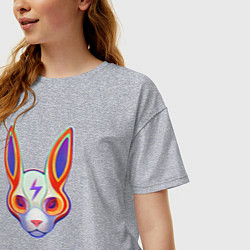 Футболка оверсайз женская Робот кролик, цвет: меланж — фото 2