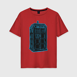 Футболка оверсайз женская Black tardis, цвет: красный