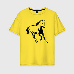 Футболка оверсайз женская Конь скачет, цвет: желтый