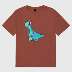 Женская футболка оверсайз Music dino