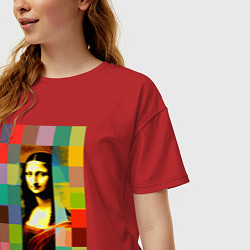 Футболка оверсайз женская Мона Лиза - поп-арт - нейросеть, цвет: красный — фото 2