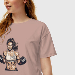 Футболка оверсайз женская Женский бокс, цвет: пыльно-розовый — фото 2