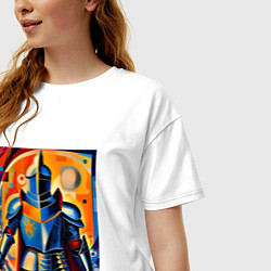 Футболка оверсайз женская Средневековый рыцарь в доспехах, цвет: белый — фото 2