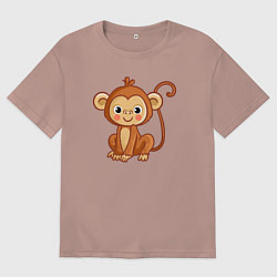 Футболка оверсайз женская Милая мартышка, цвет: пыльно-розовый