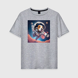 Футболка оверсайз женская Собака в космосе, цвет: меланж