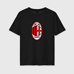 Футболка оверсайз женская Футбольный клуб Milan, цвет: черный