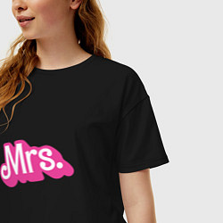 Футболка оверсайз женская Миссис в стиле барби - для жены, цвет: черный — фото 2