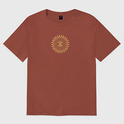 Футболка оверсайз женская Золотой глаз с лучами, цвет: кирпичный