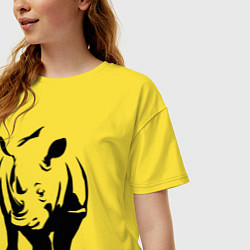 Футболка оверсайз женская Носорог анфас, цвет: желтый — фото 2
