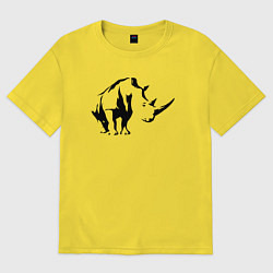 Женская футболка оверсайз Носорог в перспективе