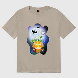 Футболка оверсайз женская Ночь на halloween, цвет: миндальный