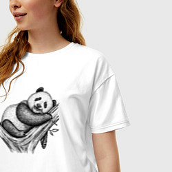 Футболка оверсайз женская Панда жует бамбук, цвет: белый — фото 2