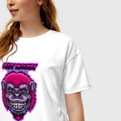 Футболка оверсайз женская Purple crazy monkey, цвет: белый — фото 2