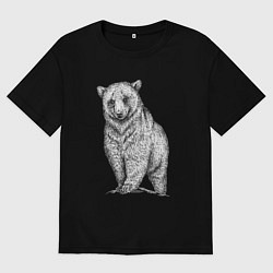 Футболка оверсайз женская Медведь на горе, цвет: черный