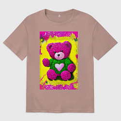 Женская футболка оверсайз Розовый мишка плюшевый