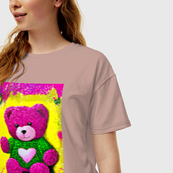 Футболка оверсайз женская Розовый мишка плюшевый, цвет: пыльно-розовый — фото 2