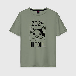 Женская футболка оверсайз 2024 - мемный кот