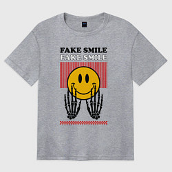 Футболка оверсайз женская Fake smile quote, цвет: меланж