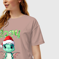 Футболка оверсайз женская 2024 символ года милый дракончик, цвет: пыльно-розовый — фото 2