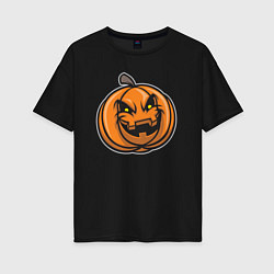 Футболка оверсайз женская Pumpkin Halloween, цвет: черный