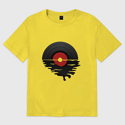 Женская футболка оверсайз Виниловая пластинка закат