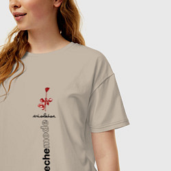 Футболка оверсайз женская Depeche Mode - Роза Violator, цвет: миндальный — фото 2