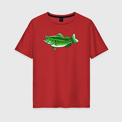 Женская футболка оверсайз Зелёная рыбка