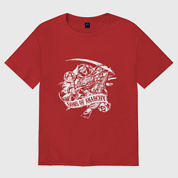 Футболка оверсайз женская Логотип - сыны анархии, цвет: красный