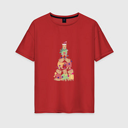 Женская футболка оверсайз Новогодние капибары