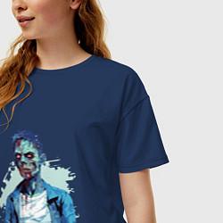 Футболка оверсайз женская Зомби в рубашке, цвет: тёмно-синий — фото 2