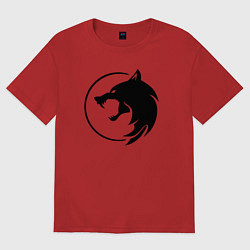 Футболка оверсайз женская Ночной одинокий волк, цвет: красный