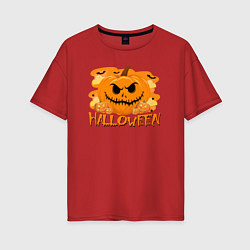 Футболка оверсайз женская Orange holiday halloween, цвет: красный