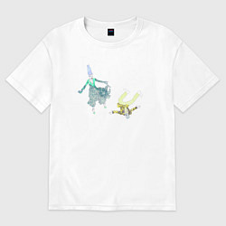 Футболка оверсайз женская Он и она в космической воронке невесомости, цвет: белый