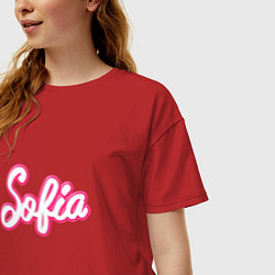 Футболка оверсайз женская София в стиле Барби - объемный шрифт, цвет: красный — фото 2