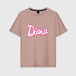 Женская футболка оверсайз Диана в стиле барби - объемный шрифт