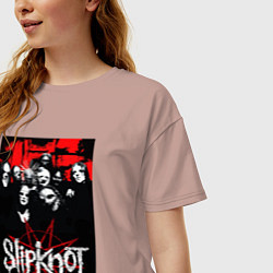 Футболка оверсайз женская Slipknot - all, цвет: пыльно-розовый — фото 2