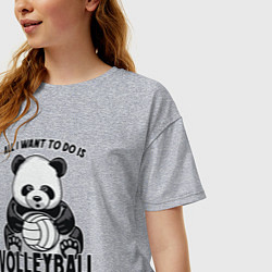 Футболка оверсайз женская Panda volleyball, цвет: меланж — фото 2
