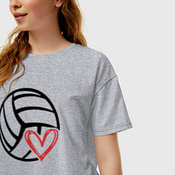 Футболка оверсайз женская Heart volleyball, цвет: меланж — фото 2