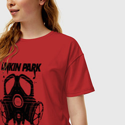 Футболка оверсайз женская Linkin Park - gas mask, цвет: красный — фото 2