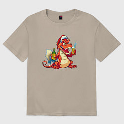 Женская футболка оверсайз Дракон красный 2024