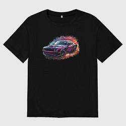 Женская футболка оверсайз Dodge challenger hellcat
