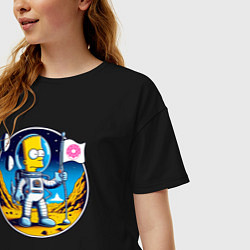 Футболка оверсайз женская Космонавт Барт Симпсон на другой планете, цвет: черный — фото 2