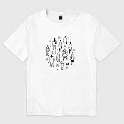 Футболка оверсайз женская Люди и привидение, цвет: белый