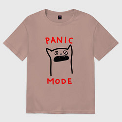 Футболка оверсайз женская Panic mode - котик, цвет: пыльно-розовый