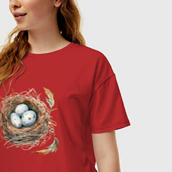 Футболка оверсайз женская Гнездо с яйцами, цвет: красный — фото 2