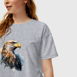 Футболка оверсайз женская Акварельный орел в брызгах краски, цвет: меланж — фото 2